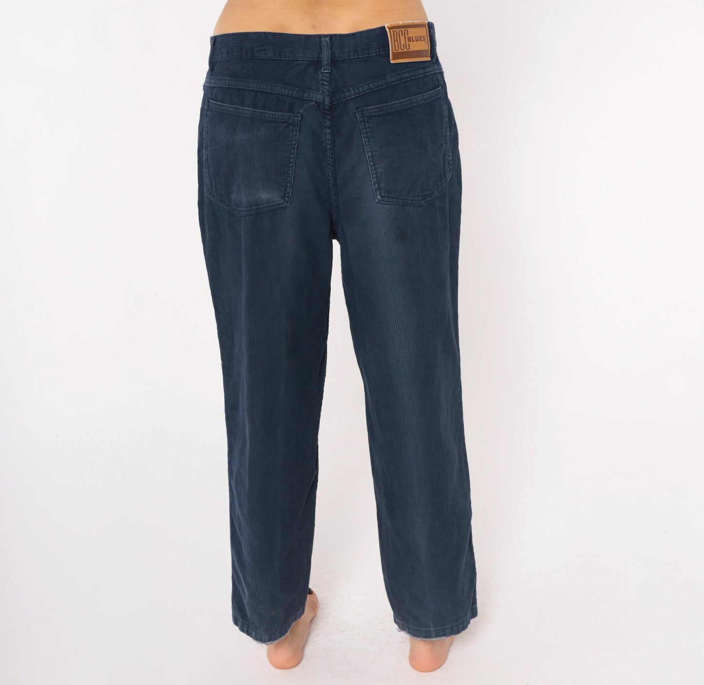 90s BCC Blues Navy Corduroy Pants Straight Leg Five Pocket 34/30