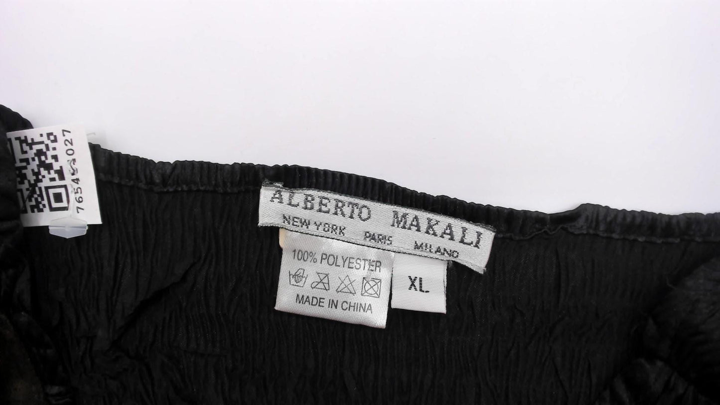 Alberto Makali 2000s Black Knit Top Red Velvet Floral Bell Sleeve Extra Large XL