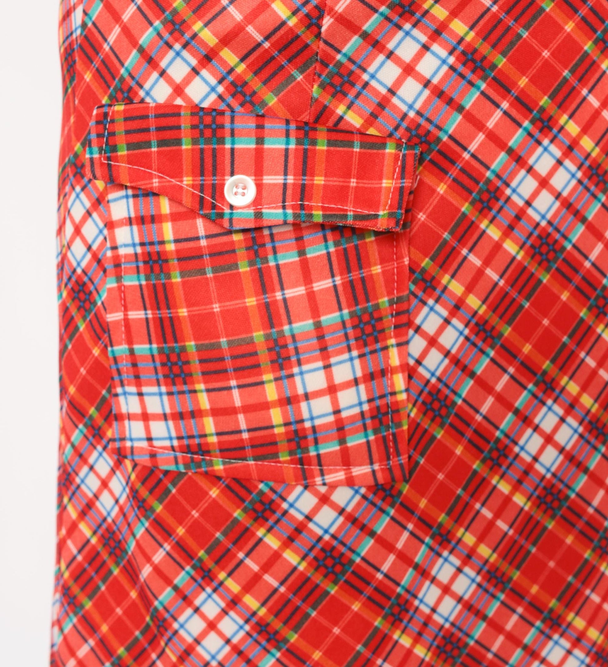 70s Red Tartan Plaid Skort A-Line Knee Length Built-In Shorts Medium Large