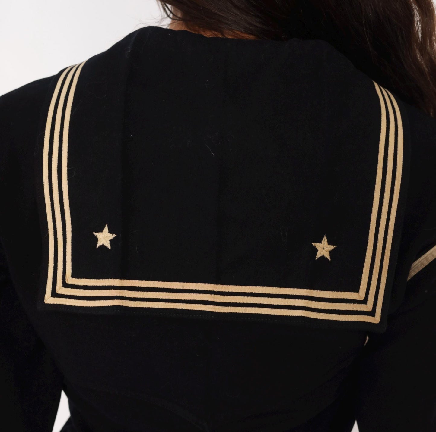 1940s Navy Wool Sailor Middy Blouse Embroidered Stars Small