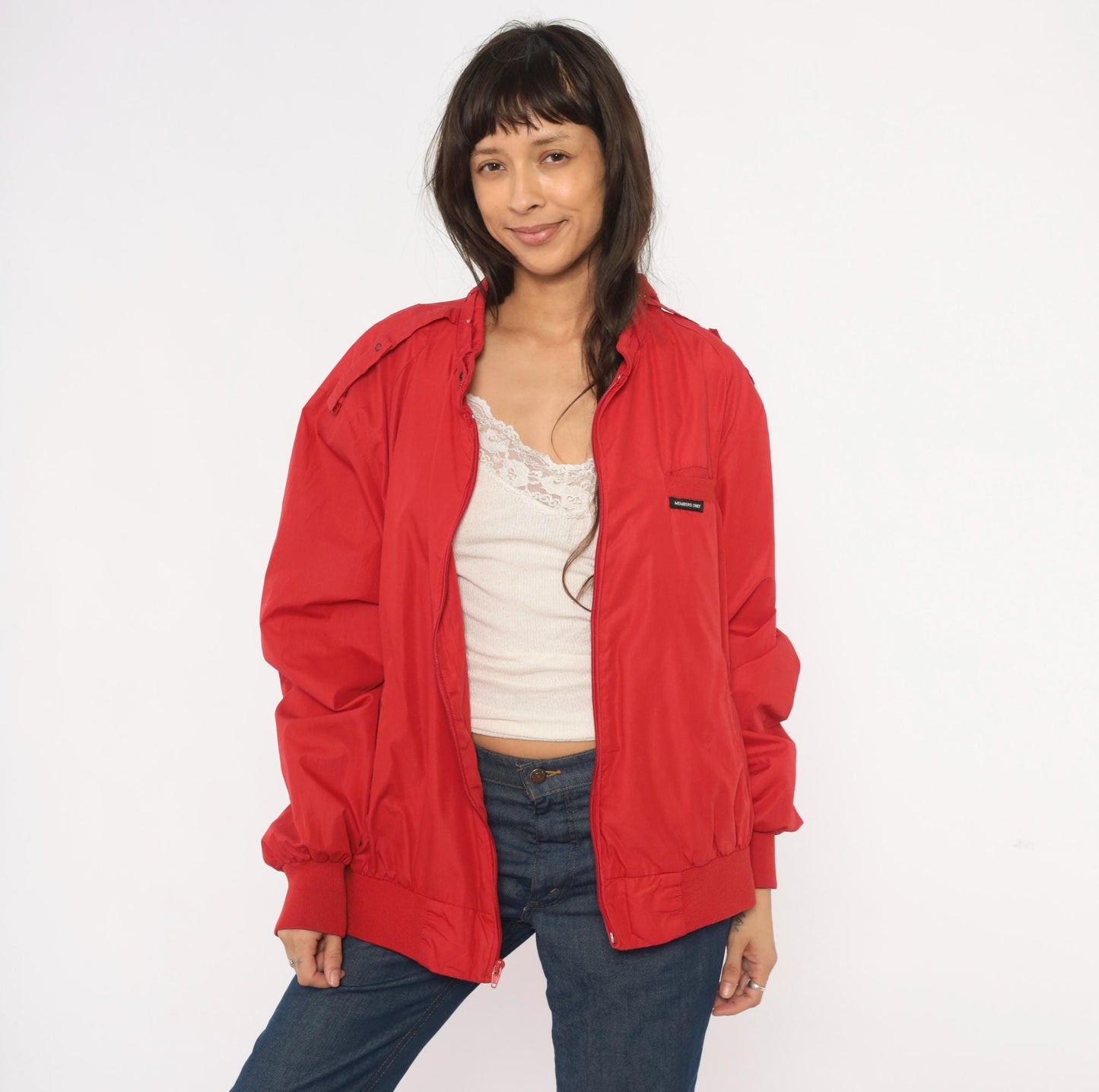 80s Members Only Red Bomber Jacket Café Racer Cotton Snap Collar Plus Size XXL