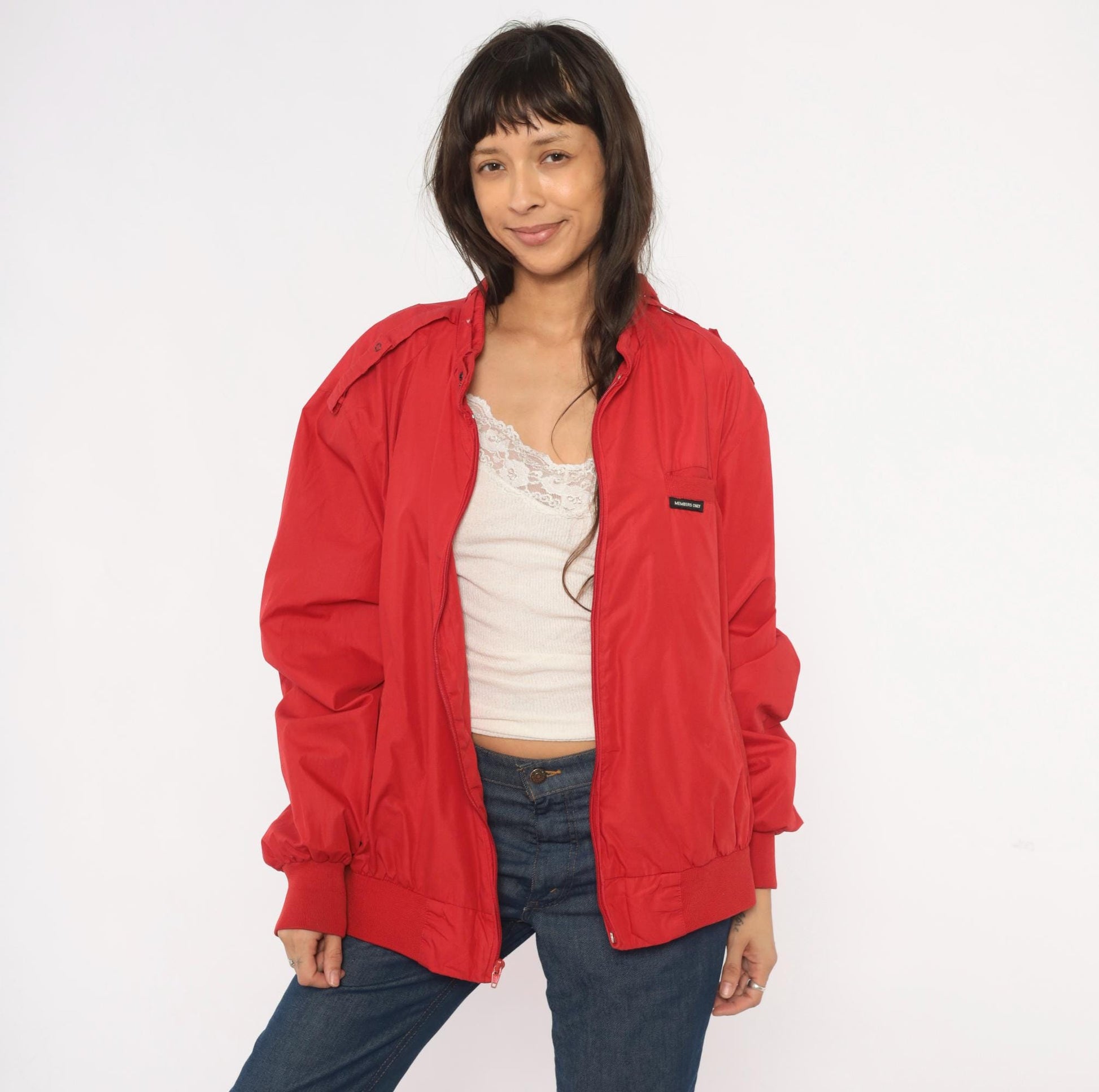 80s Members Only Red Bomber Jacket Café Racer Cotton Snap Collar Plus Size XXL