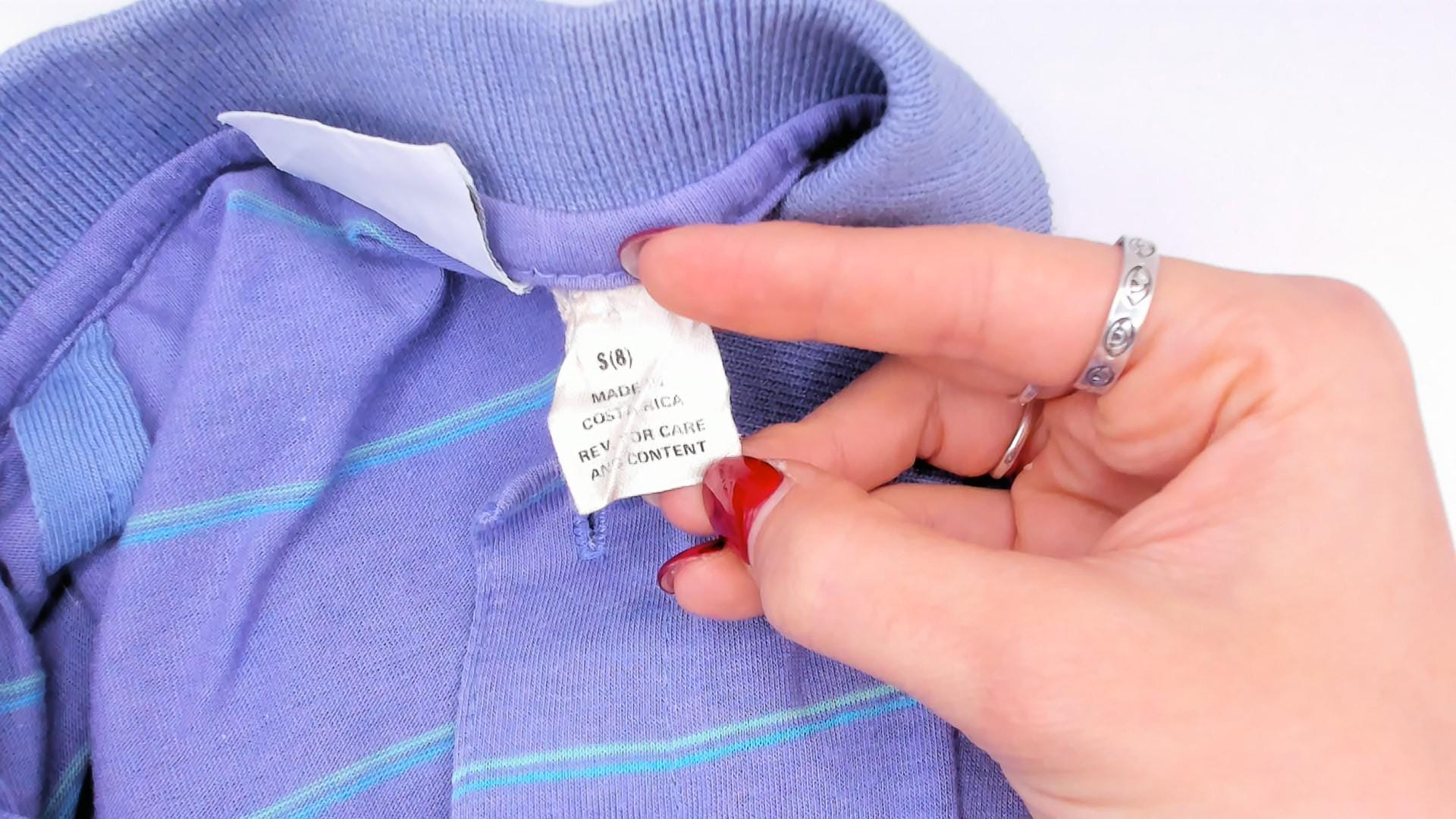 80s Compass Striped Polo Crop Top Lavender Cotton XXS