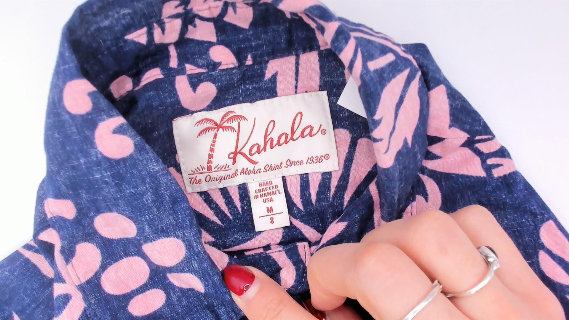 2000s Kahala Hawaiian Floral Shirt Cobalt Blue Pink Cotton XS