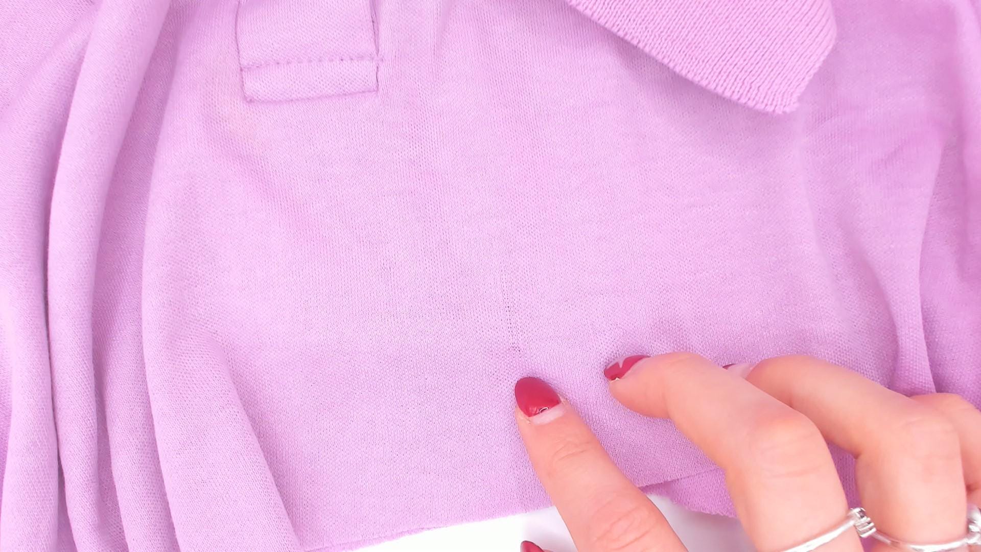 90s Lilac Cropped Polo Shirt Embroidered Horse Logo Cotton Small
