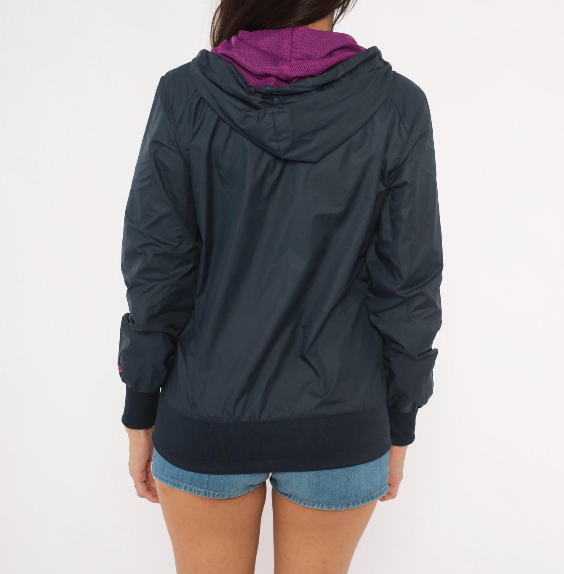 Nike Athletic Dept 2000s Windbreaker Charcoal Grey Purple Hood Medium M