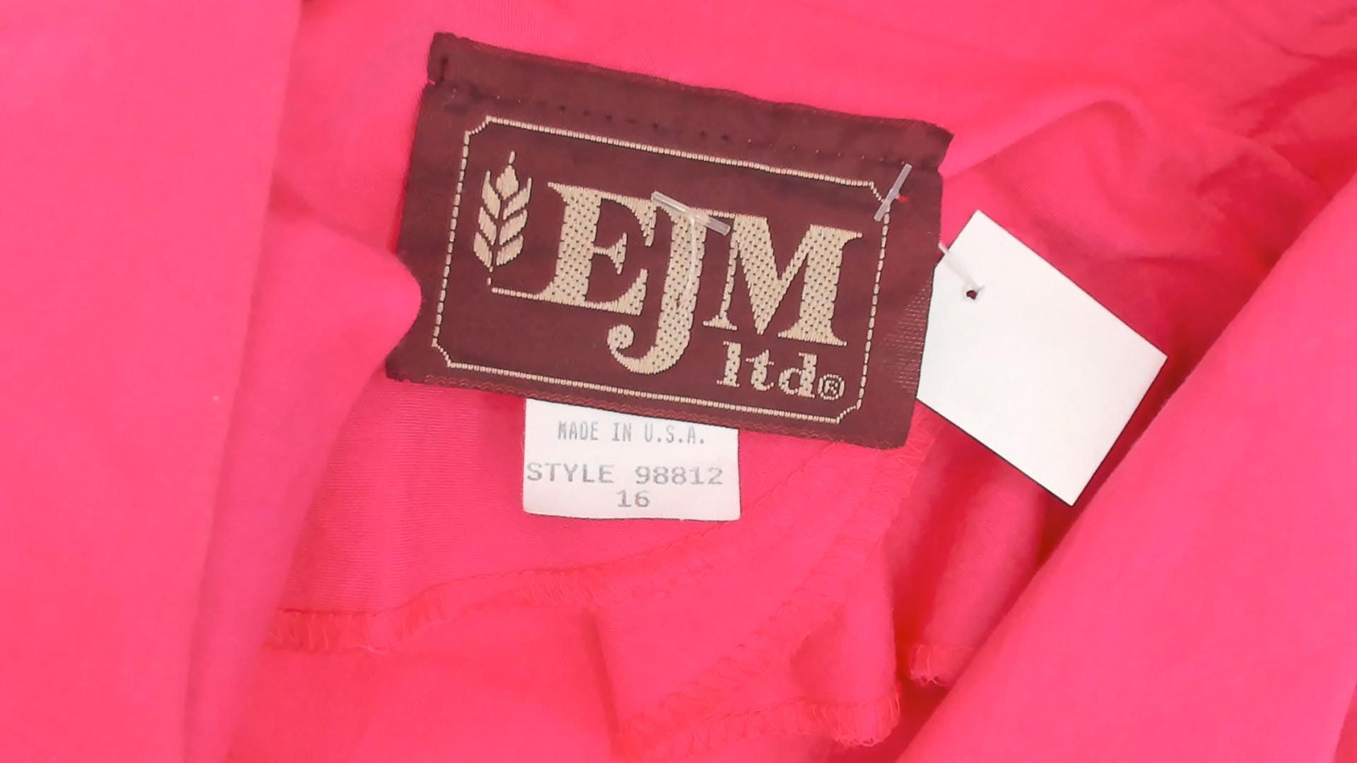 80s Hot Pink Shirtdress Midi Gathered Waist Balloon Sleeve Epaulette Large L