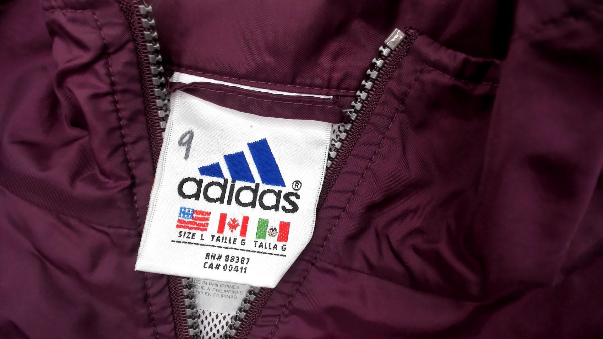 90s Adidas Half-Zip Windbreaker Burgundy Grey Colorblock Nylon Large