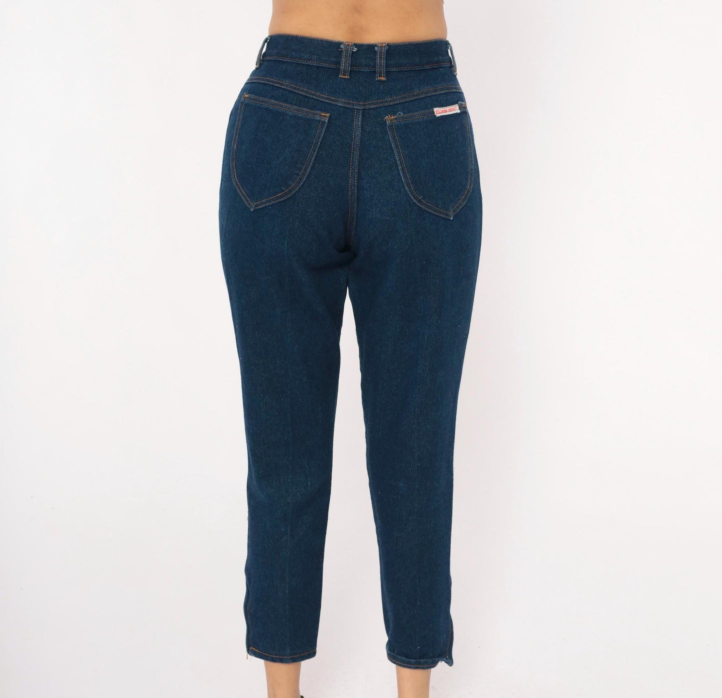80s Filippo Totti High Waisted Dark Denim Jeans Tapered Leg Navy Small