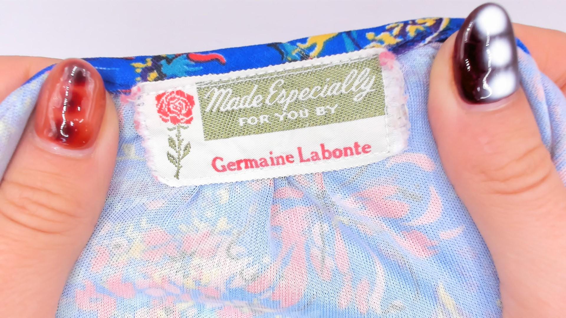 70s Improved Living Floral Shift Dress Cobalt Blue Knee-Length XL