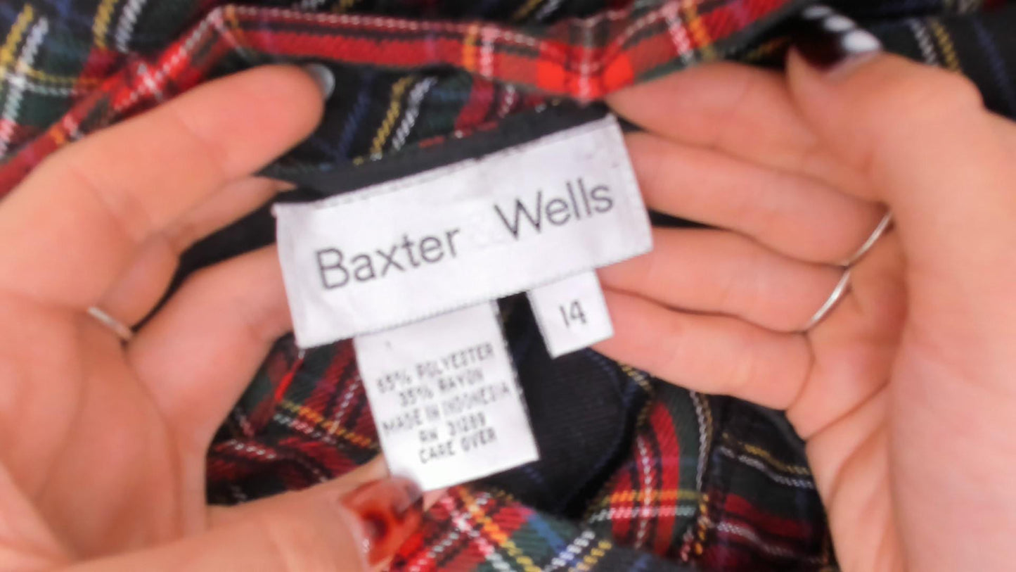 90s Baxter & Wells Plaid Jumper Dress Navy Red Green Tartan Large L