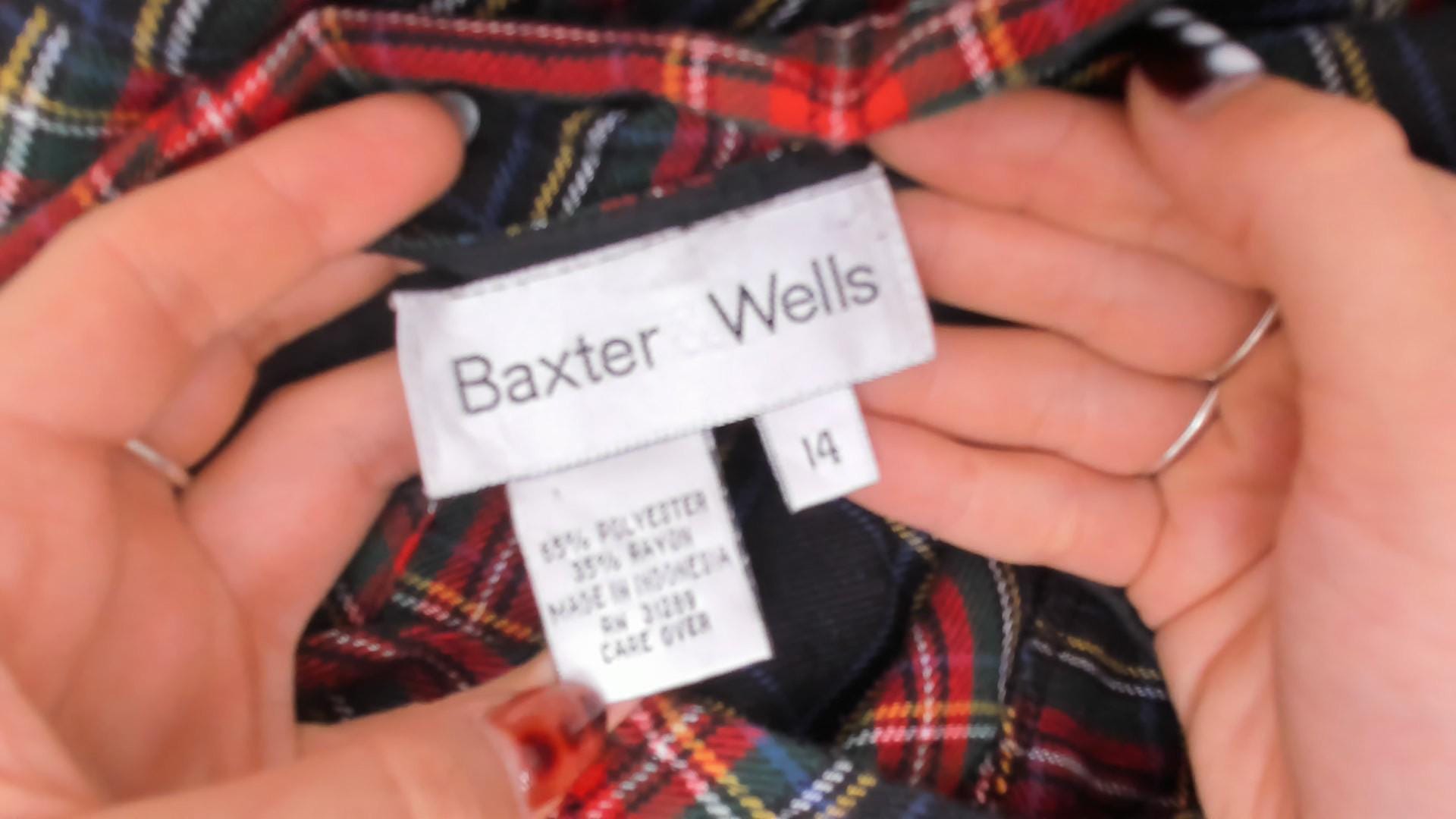 90s Baxter & Wells Plaid Jumper Dress Navy Red Green Tartan Large L