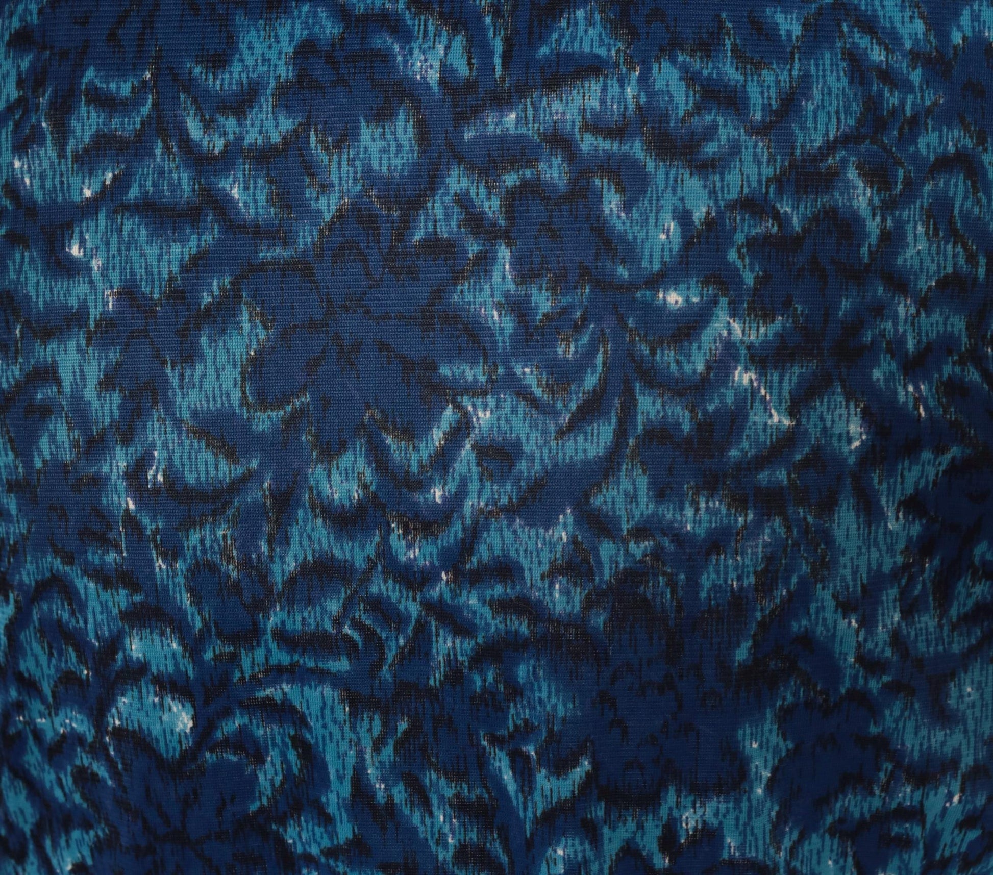 60s Cobalt Jacquard Bolero Jacket Floral Damask Three Quarter Sleeve Medium M