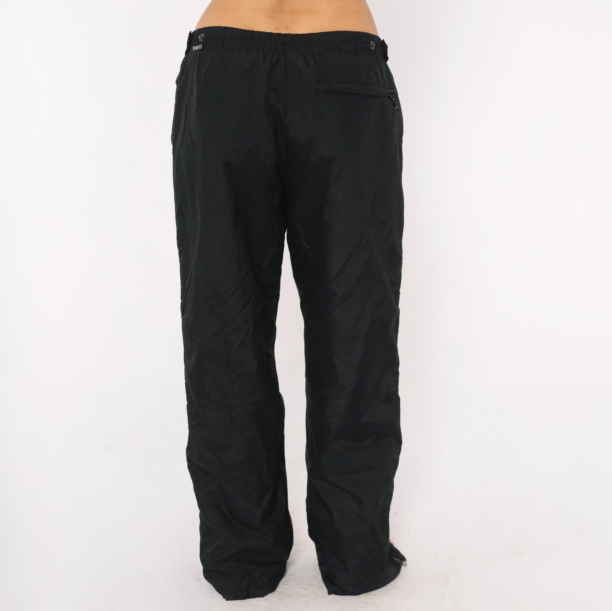 Obermeyer 2000s Black Ski Pants Full Side Zip Shell Nylon Large L
