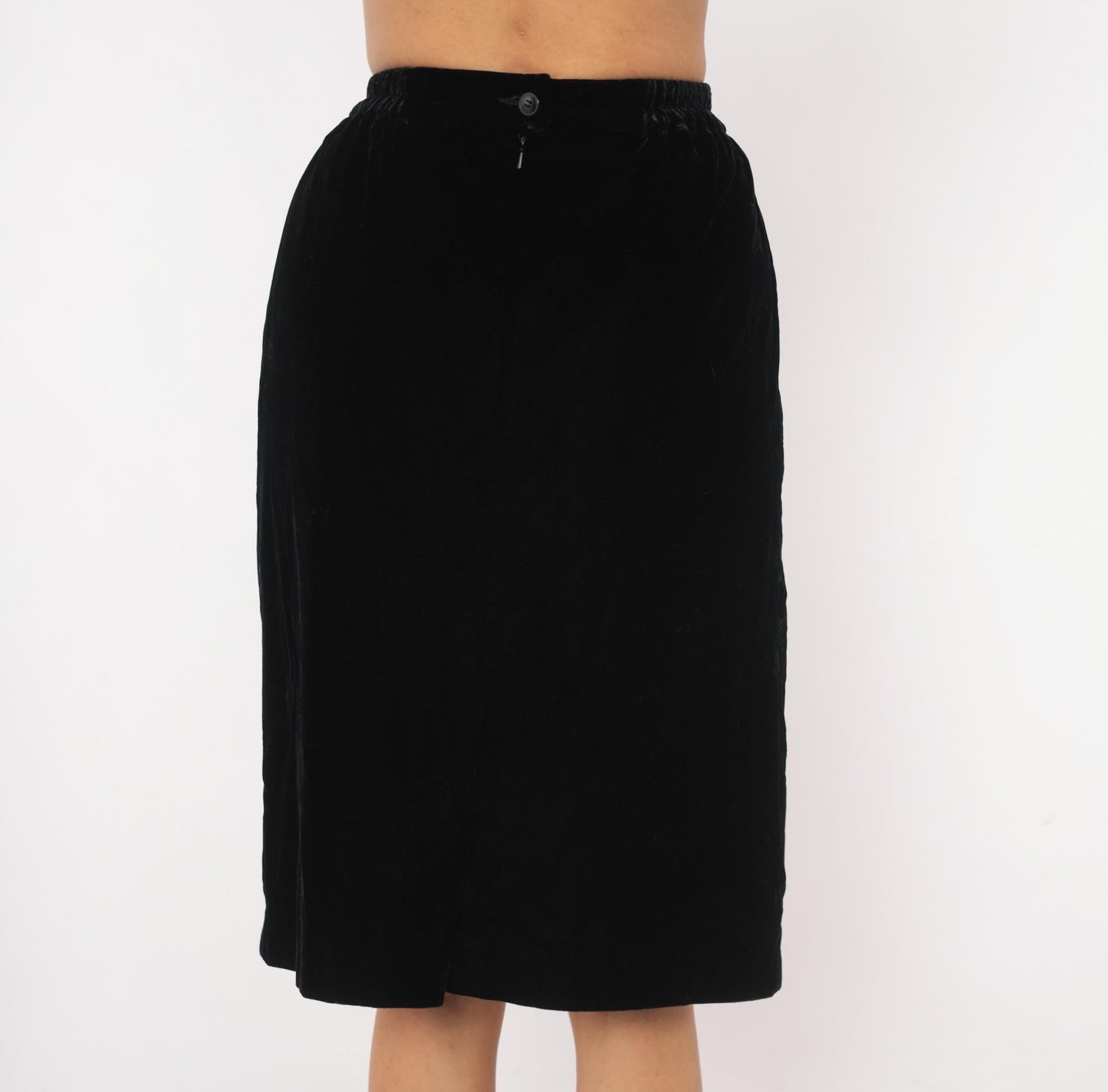90s TanJay Black Velvet Pencil Skirt Knee-Length Small S