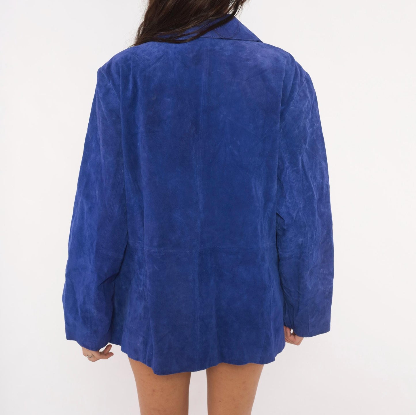 2000s Jessica London Cobalt Suede Blazer Three Button Jacket Plus Size XXL