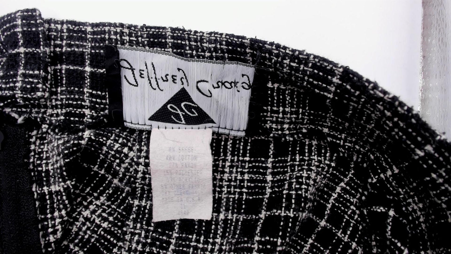90s Jeffrey Craig Black White Plaid Mini Skirt Buckle Wrap Small S