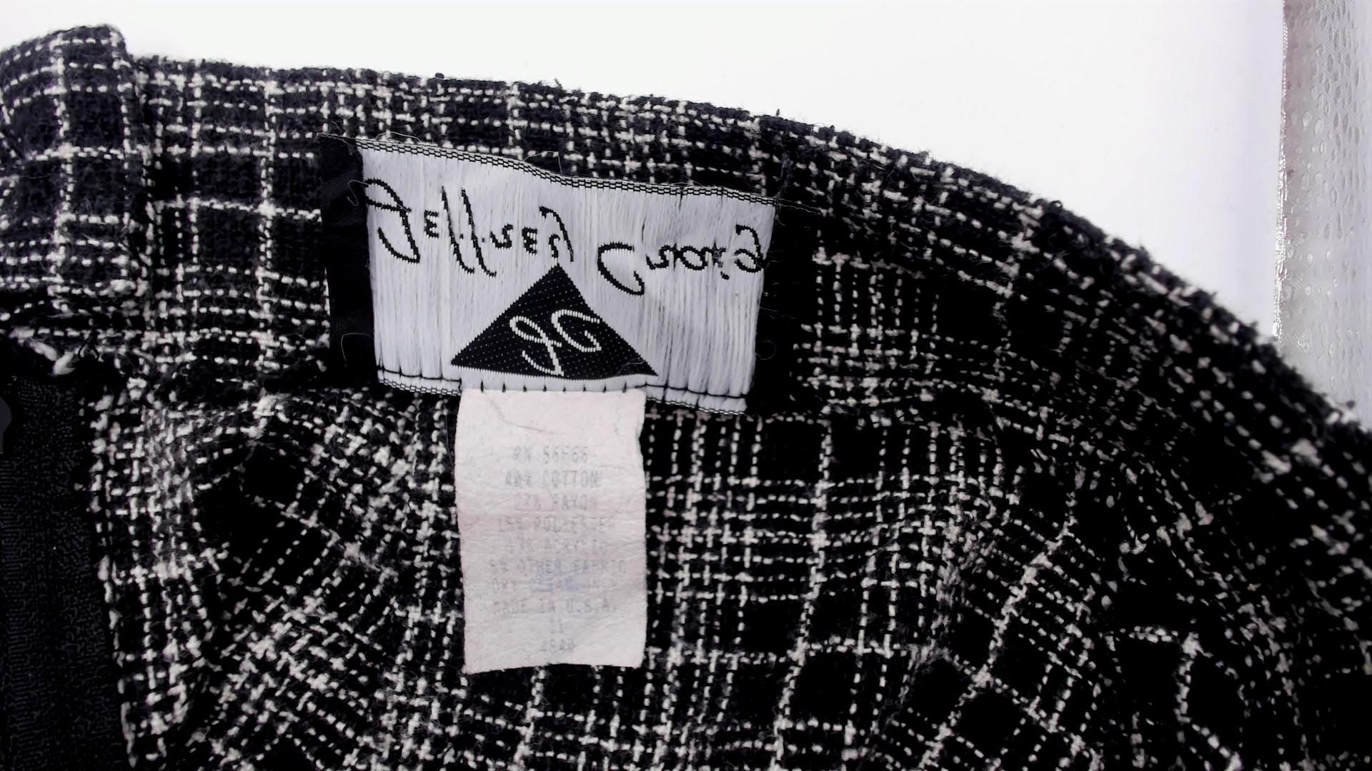 90s Jeffrey Craig Black White Plaid Mini Skirt Buckle Wrap Small S