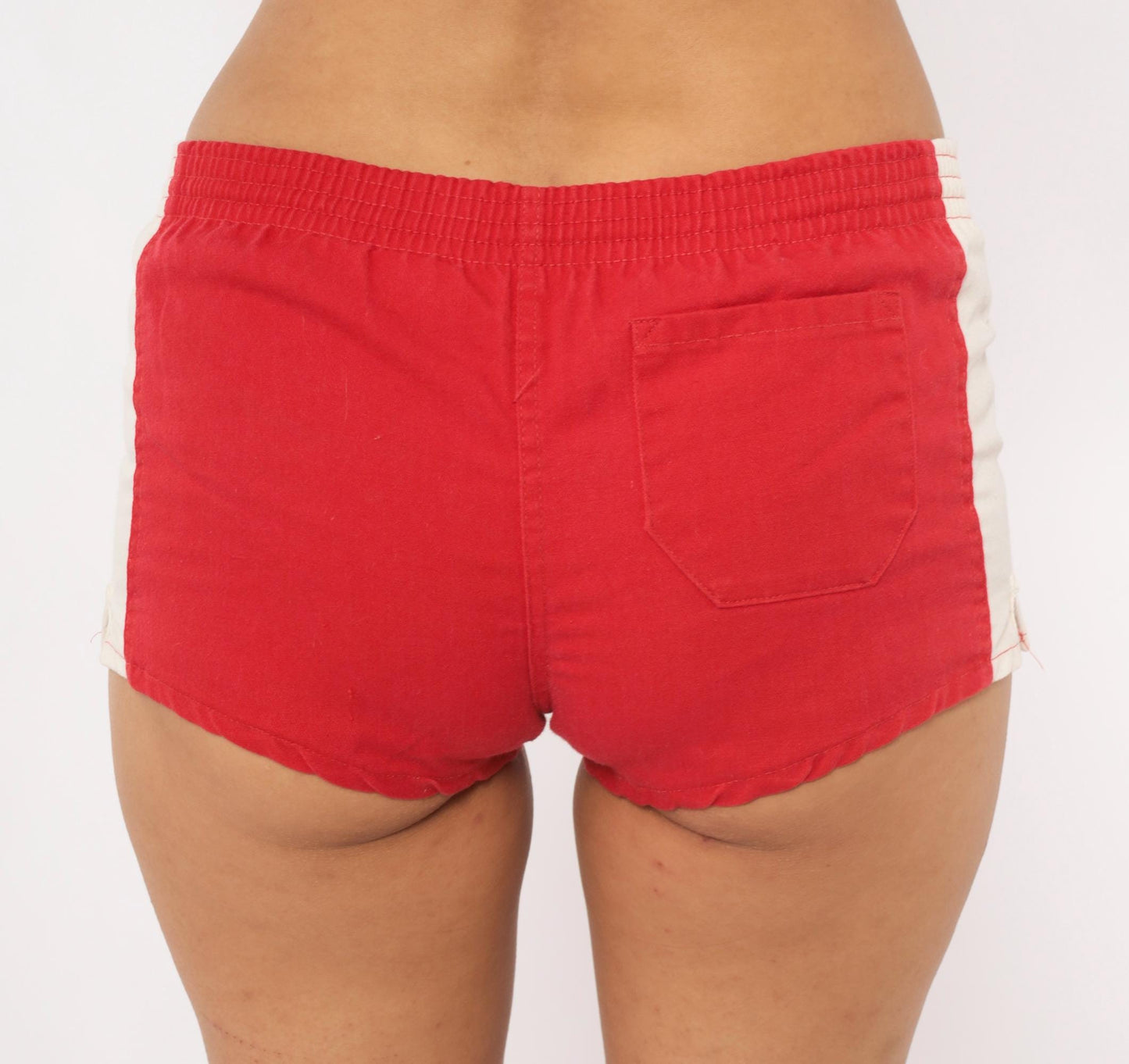 80s Nike Running Shorts Red White Stripe Cotton Athletic Extra Small XS
