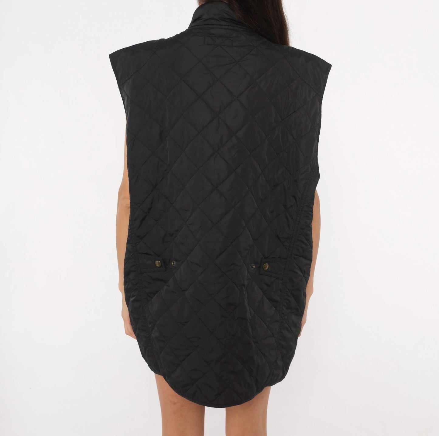Polo Ralph Lauren Black Quilted Vest Diamond Stitch Snap Front Extra Large XL