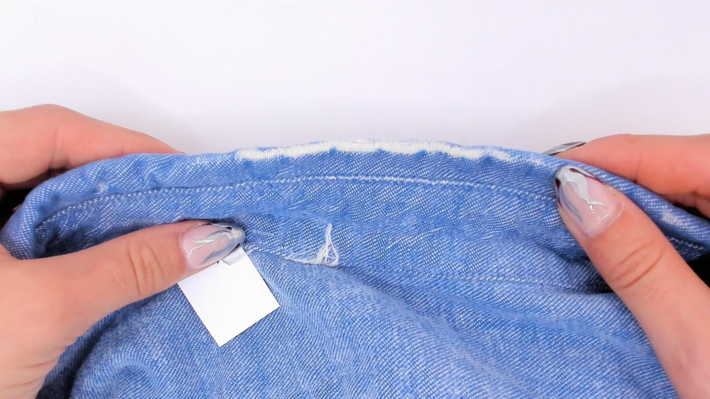 70s Blue Chambray Button Down Shirt Anchor Buttons Cotton Work Wear Medium