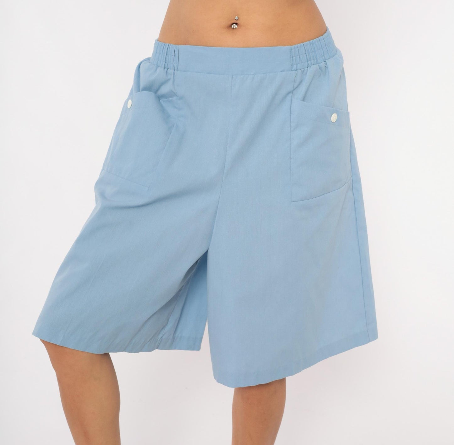 80s Haband Sky Blue Culottes Wide Leg Shorts Palazzo Pants Extra Large XL