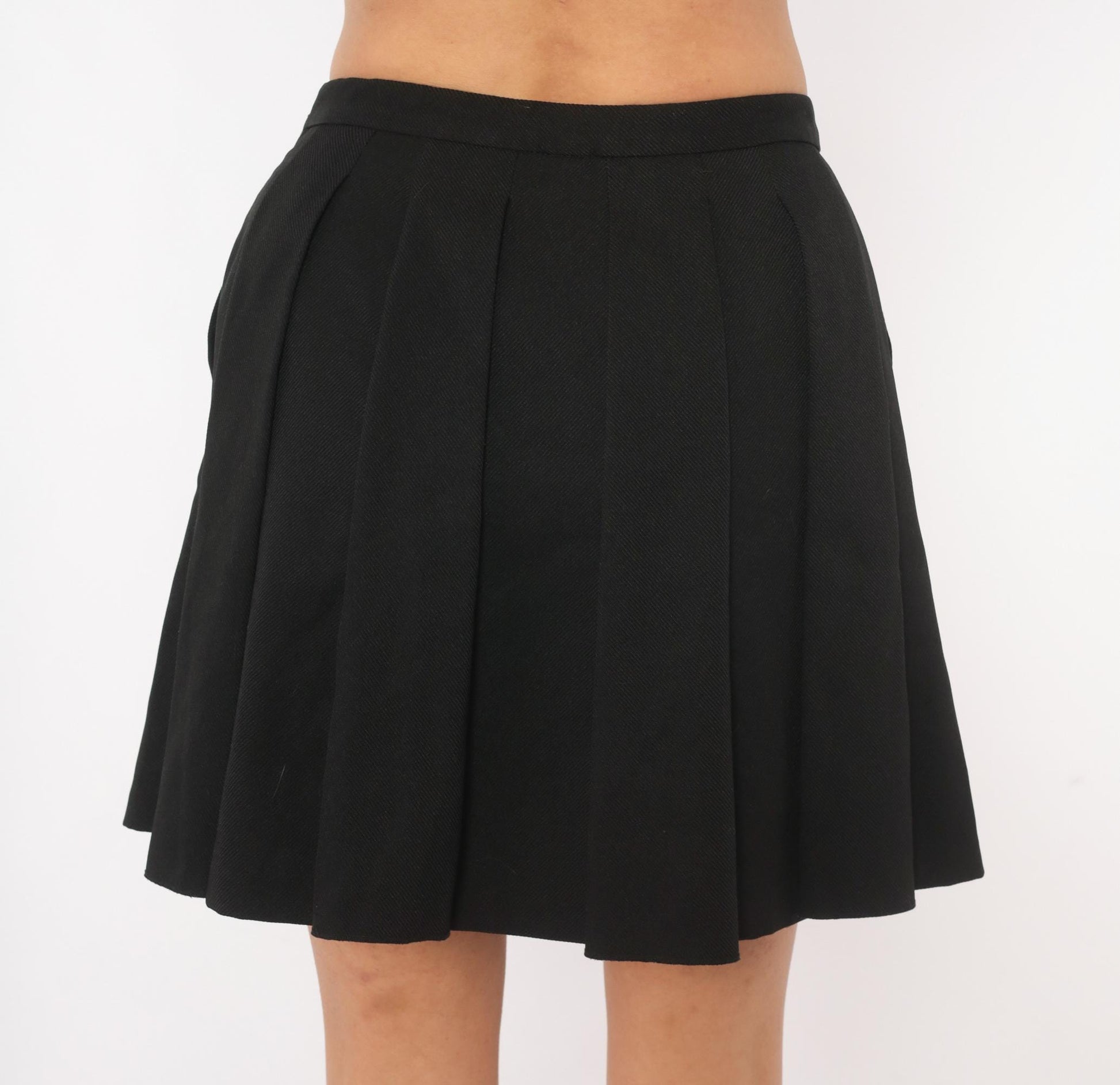 J. Crew 2000s Black Box Pleat Mini Skirt Flared A-Line Preppy Extra Small XS