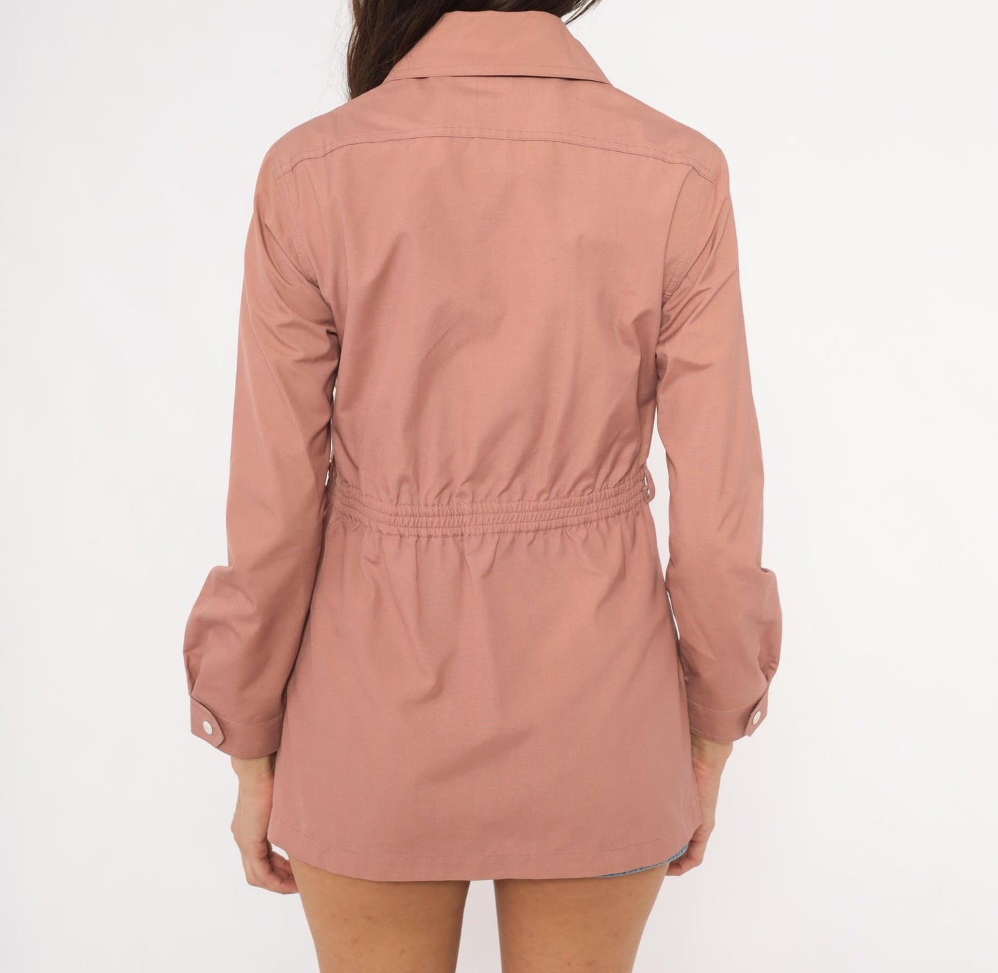 80s London Fog Dusty Rose Cotton Anorak Jacket White Collar XS