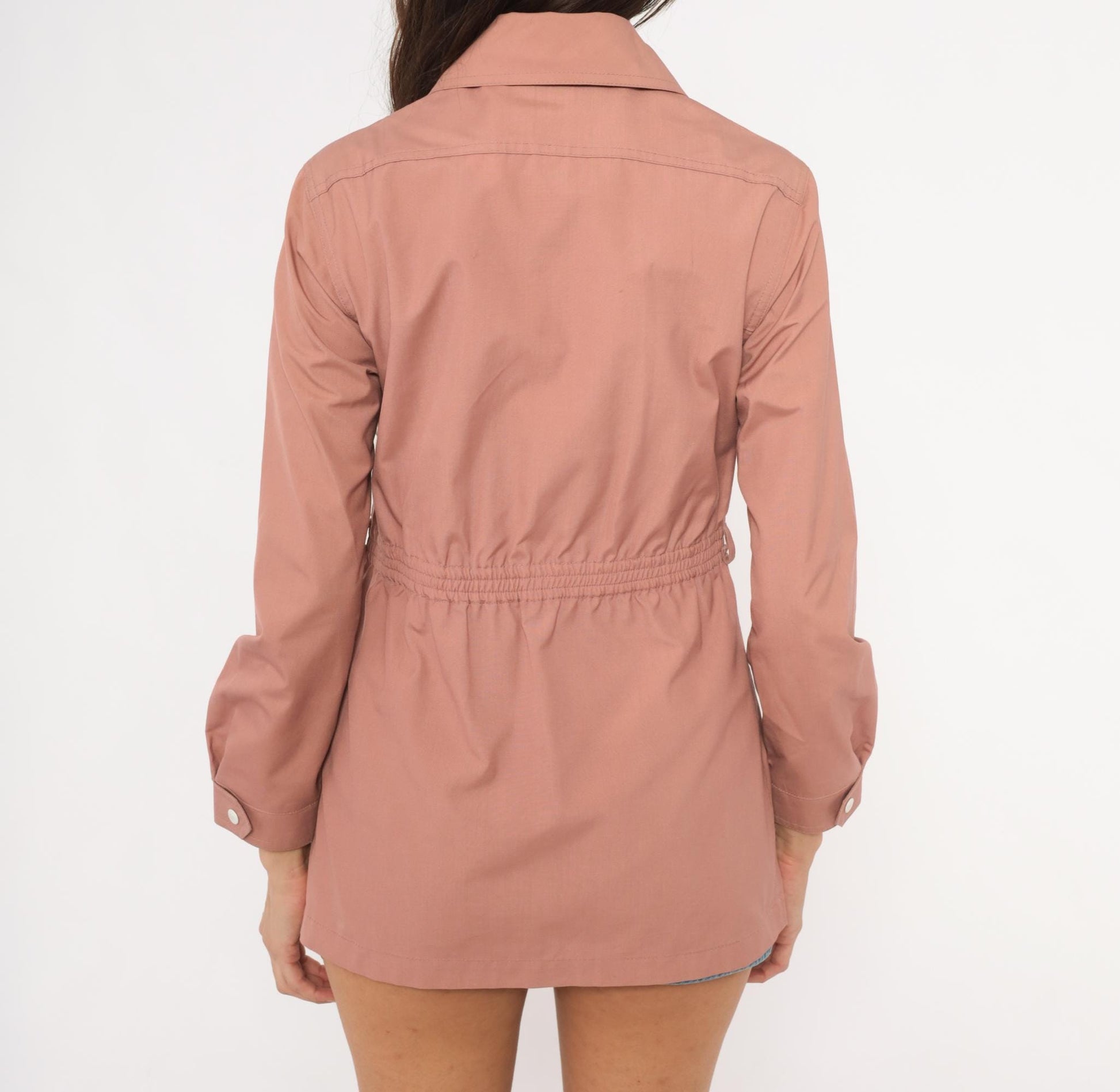 80s London Fog Dusty Rose Cotton Anorak Jacket White Collar XS
