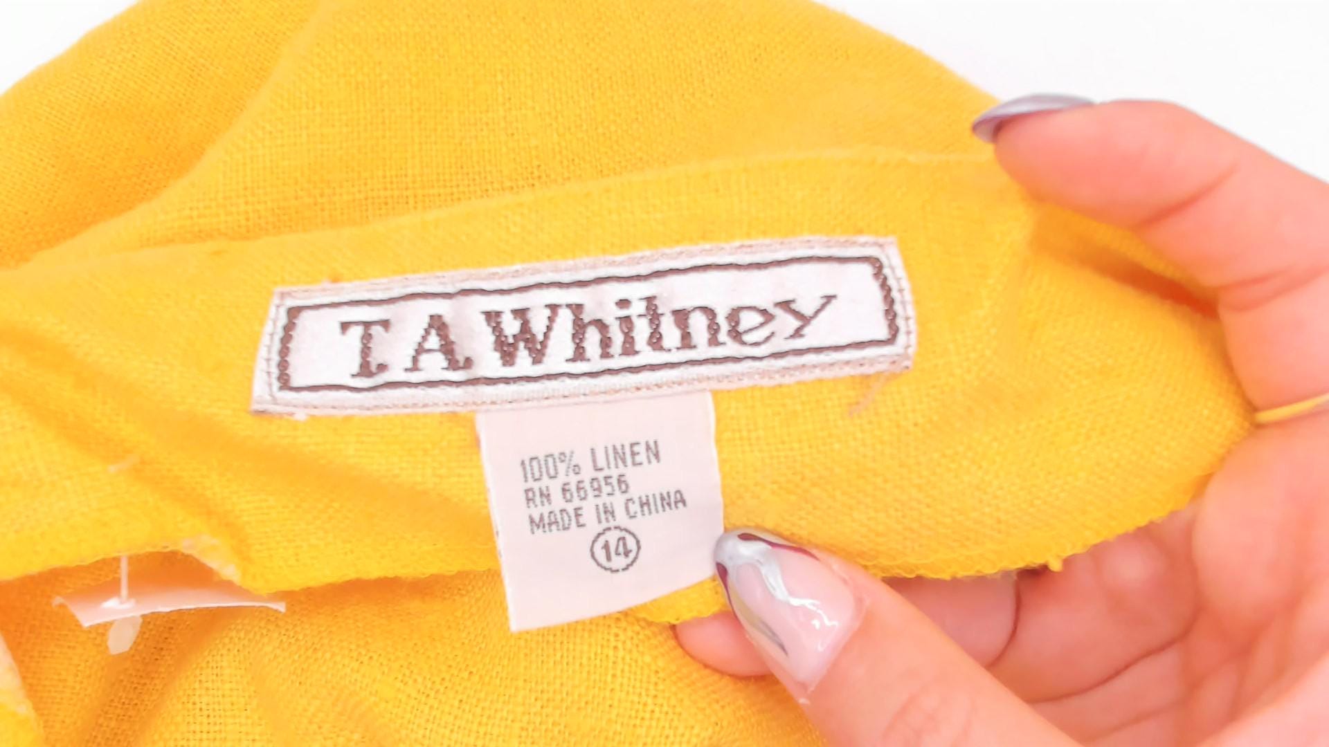 80s Ta. Whitney Linen Midi Skirt Golden Yellow A-Line Large L