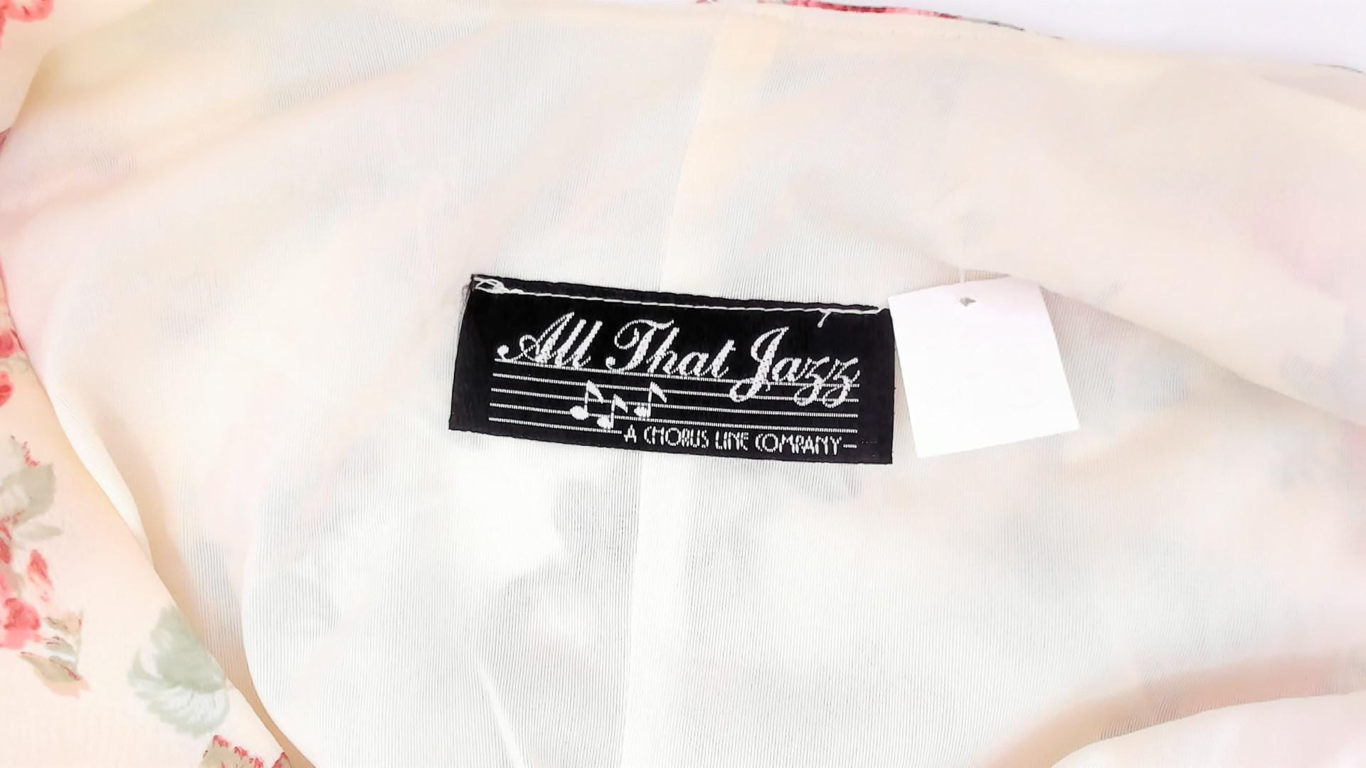 90s All That Jazz Rose Floral Sundress Cream Pink Scoop Neck Medium M