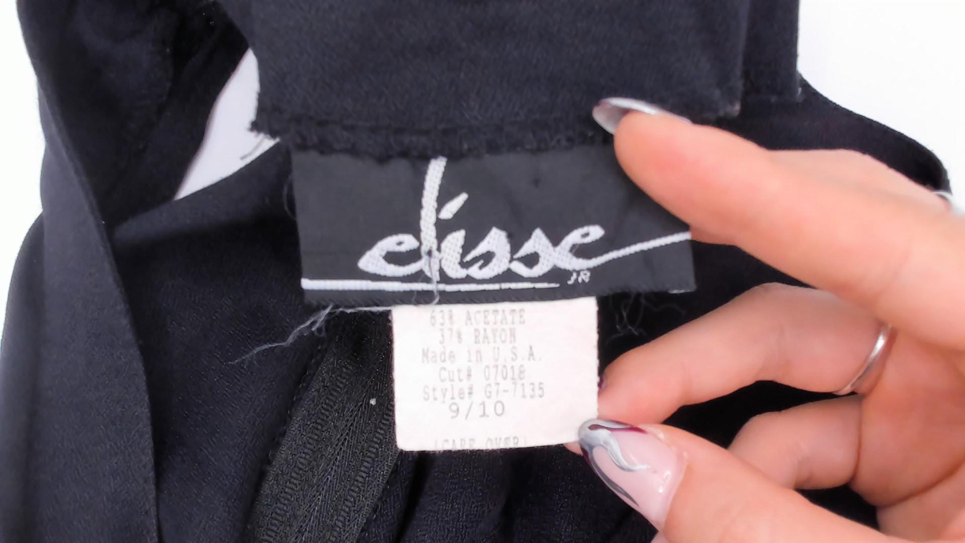 90s Elisse Black Pleated Mini Dress Scoop Neck Sleeveless Medium M