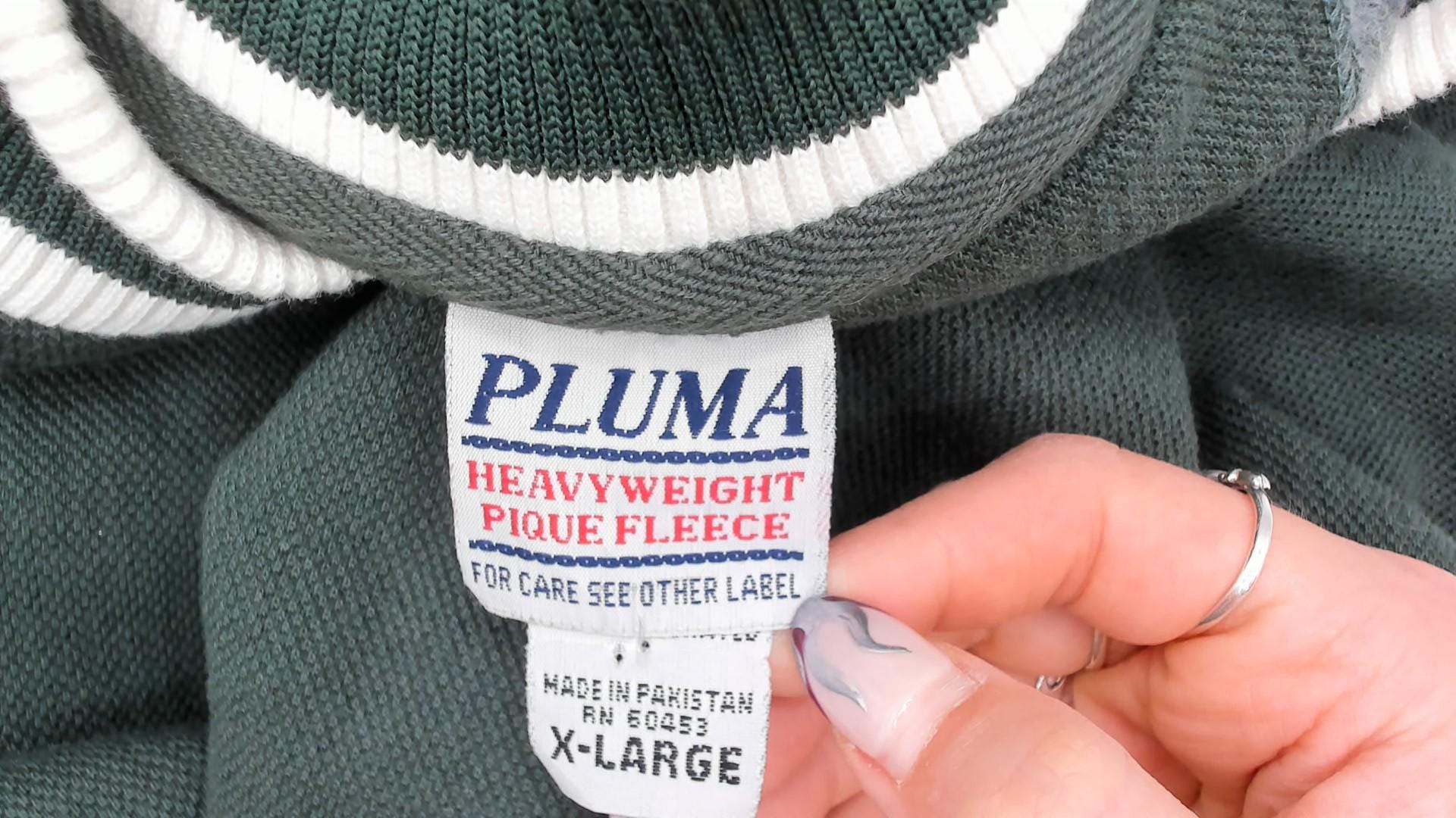 90s Pluma Forest Green V-Neck Sweater Striped Collegiate Tennis Extra Large XL