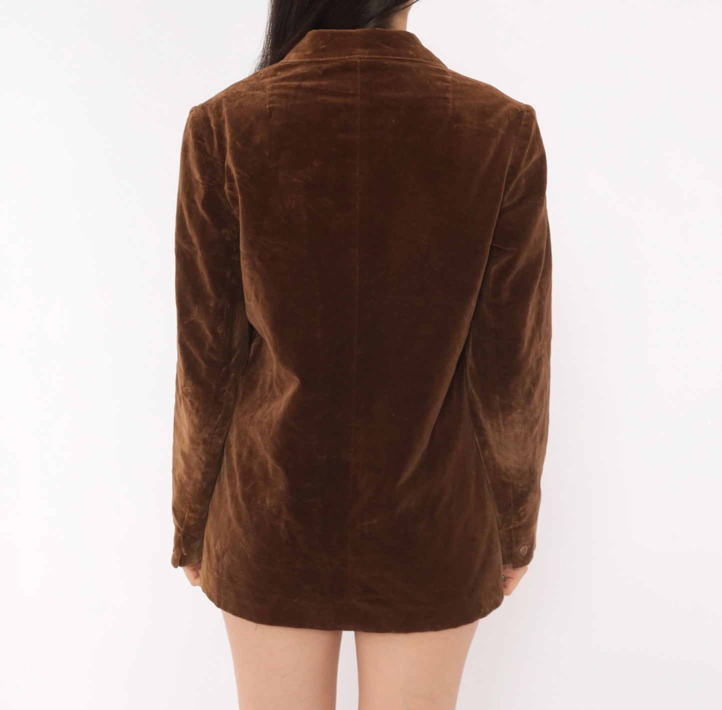 70s Swallowfish Velvet Blazer Brown Single Button Notched Lapel Small