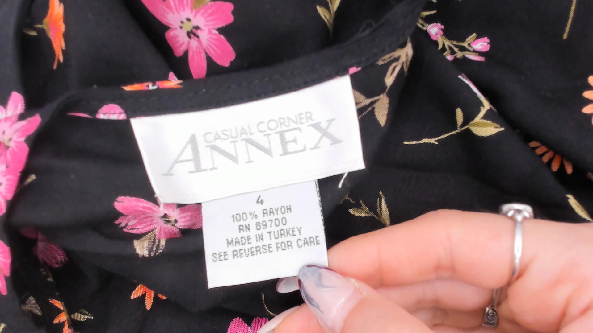 90s Casual Corner Annex Black Floral Maxi Dress Sleeveless Small
