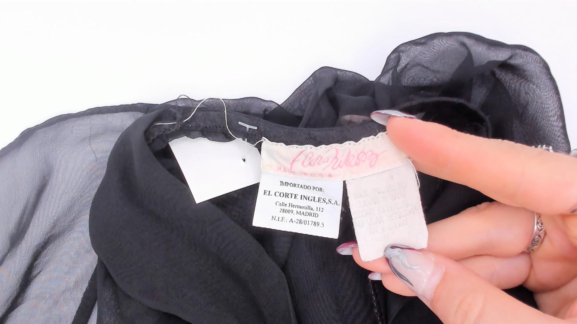 90s F Cera Black Lace Babydoll Chemise Rosette Embroidered Mini Slip Small S