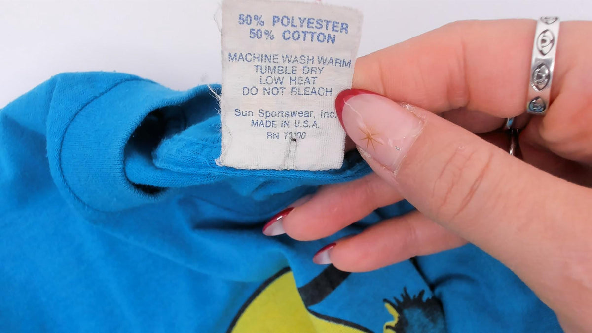 80s Chemise D'Sol Ocean Avenue Beach Club Teal Graphic Tee Palm Tree Sunset Small