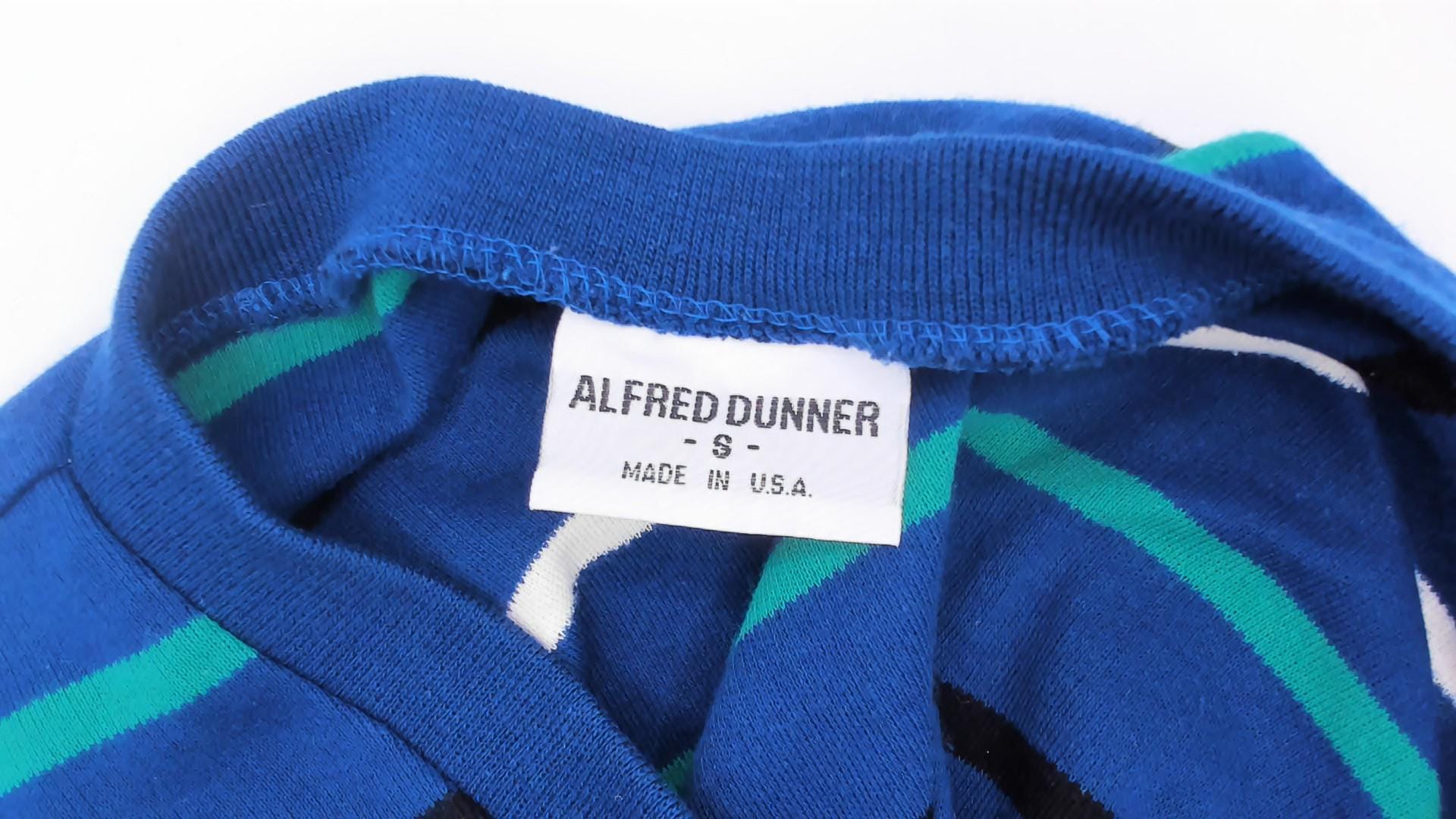 80s Alfred Dunner Striped V-Neck Sweater Cobalt Blue Cotton Knit Small