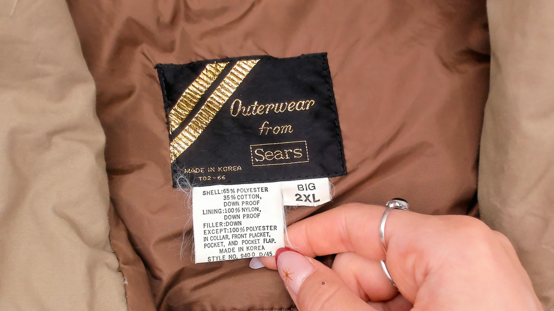 80s Tan Puffer Vest Sears Snap Front Quilted Down Gilet Plus Size XXL