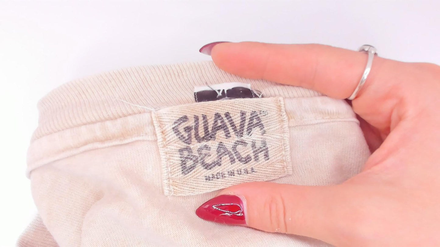90s Guava Beach Monterey Sea Lion Crop Top Tan Acid Wash Cotton Medium