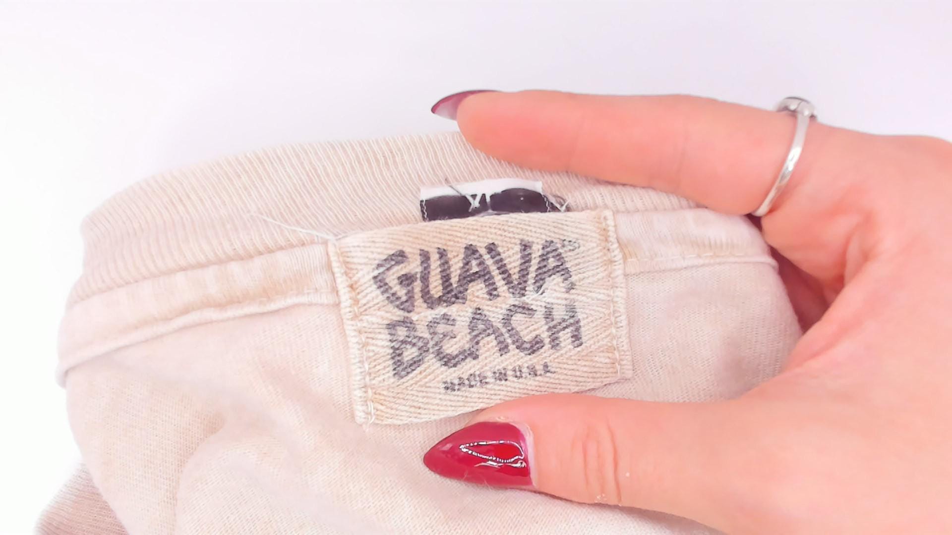 90s Guava Beach Monterey Sea Lion Crop Top Tan Acid Wash Cotton Medium