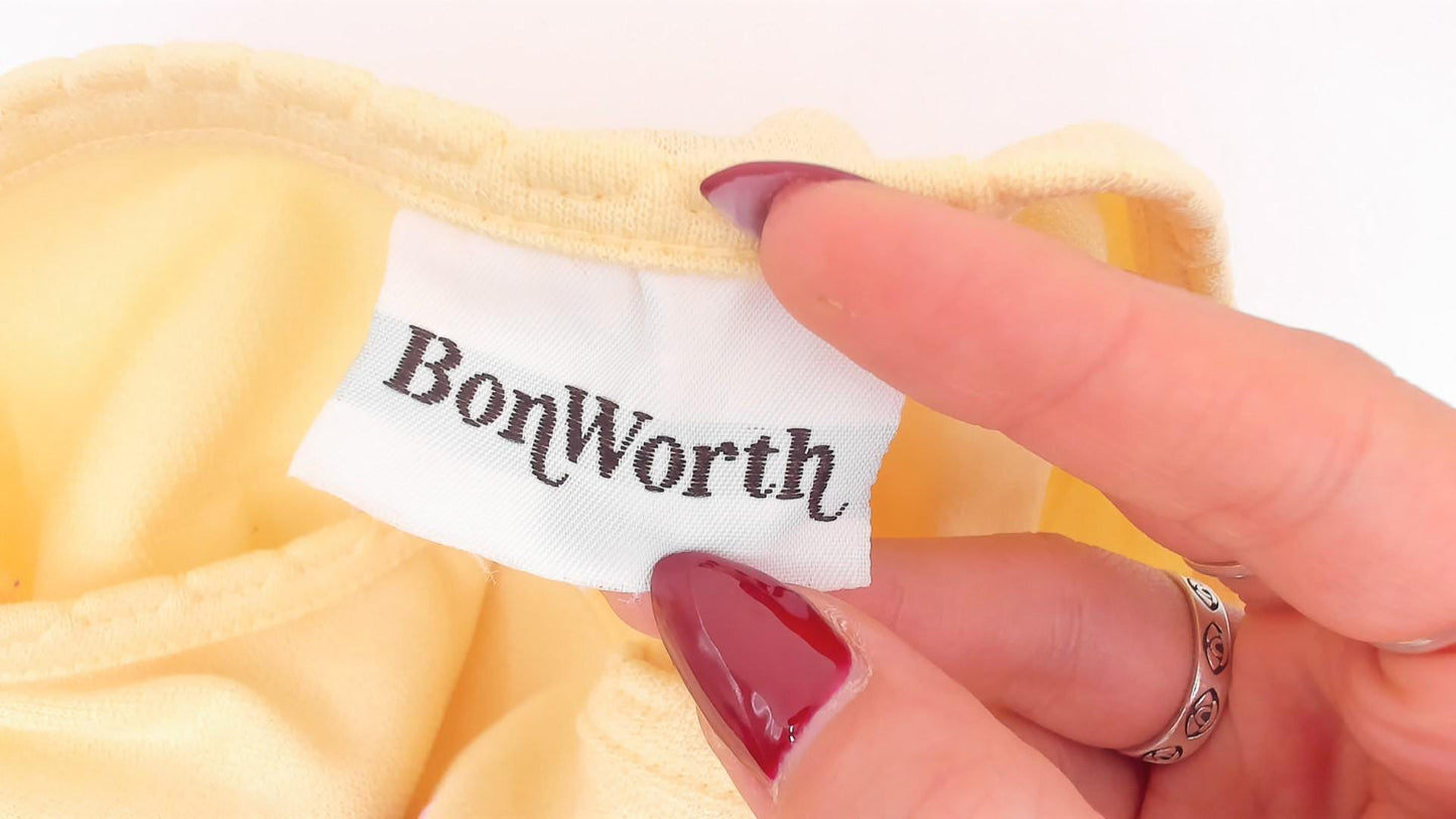 90s Bonworth Butterfly Applique Top Yellow Cotton Crew Neck Extra Large XL