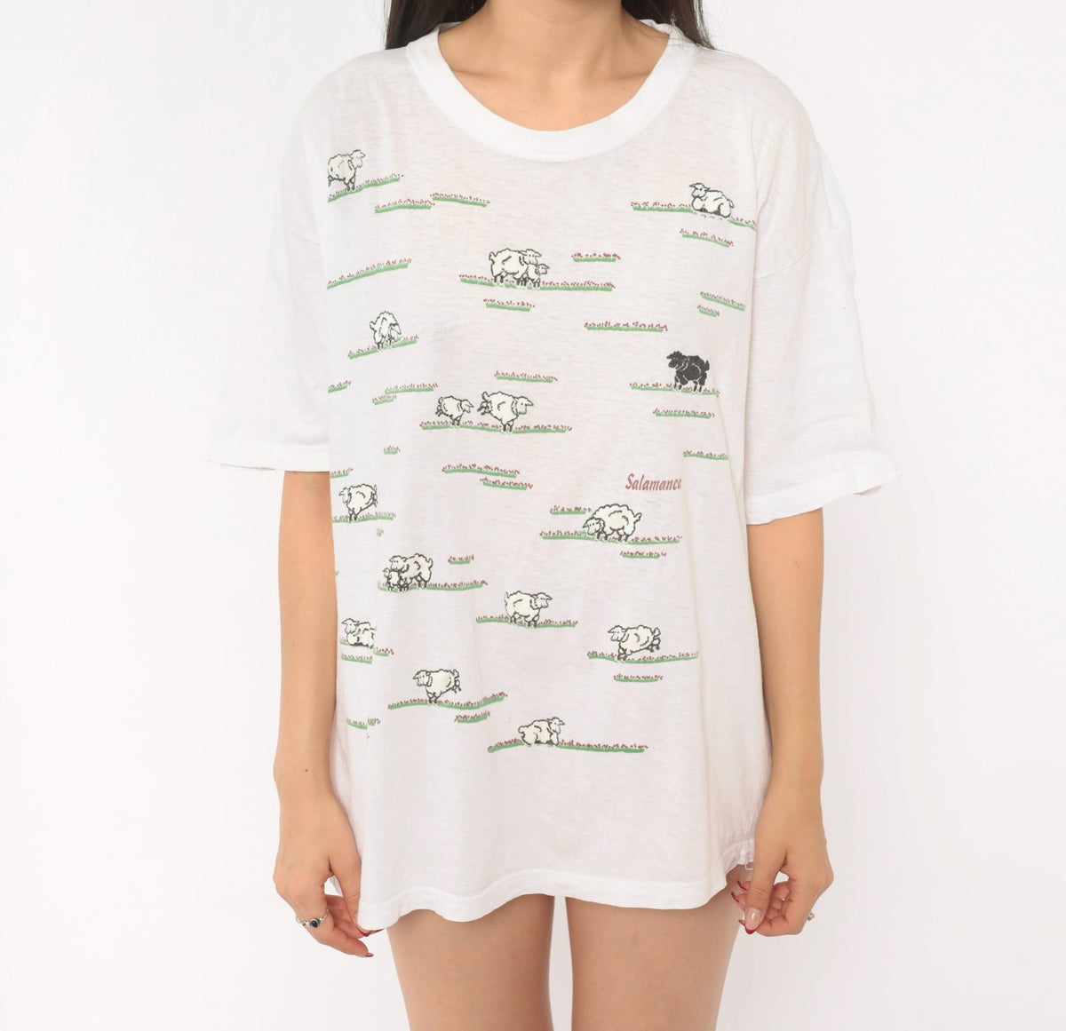 2000s Black Sheep Salamanca Spain Souvenir Cotton Tee White Large L