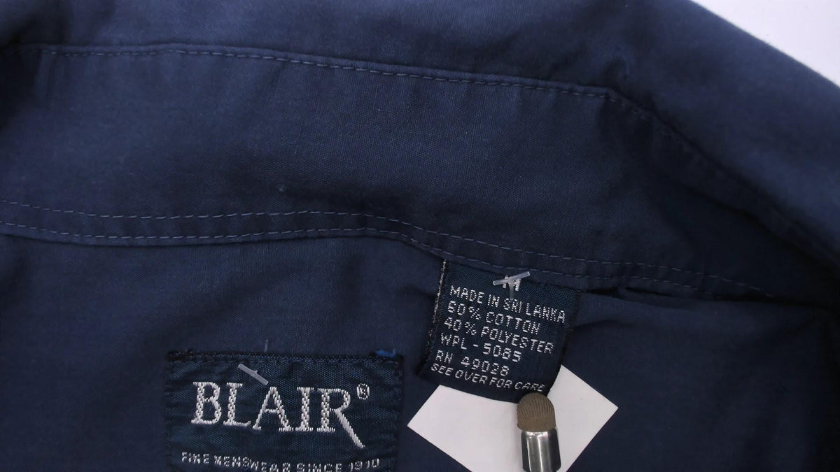 90s Blair Western Shirt Navy Pearl Snap Embroidered Saddle Mens Medium