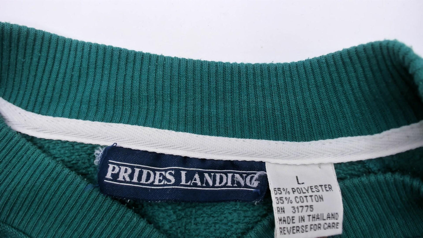 90s Prides Landing Color Block Henley Sweatshirt Teal Burgundy Mustard Large L