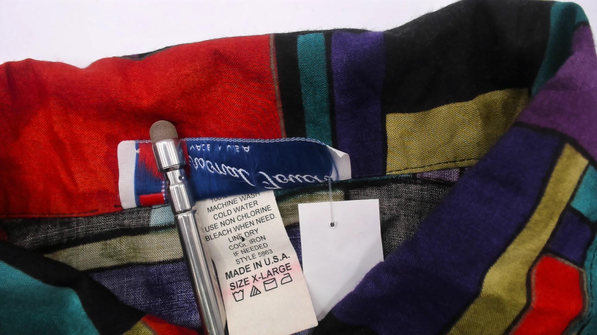 90s A Personal Touch Color Block Abstract Shirt Purple Teal Red Gold Extra Large XL