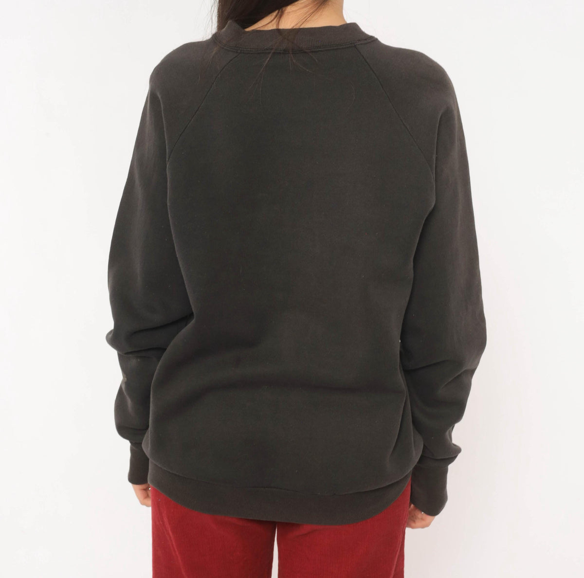 90s Fruit Of The Loom Cat Rose Raglan Sweatshirt Faded Black Large L