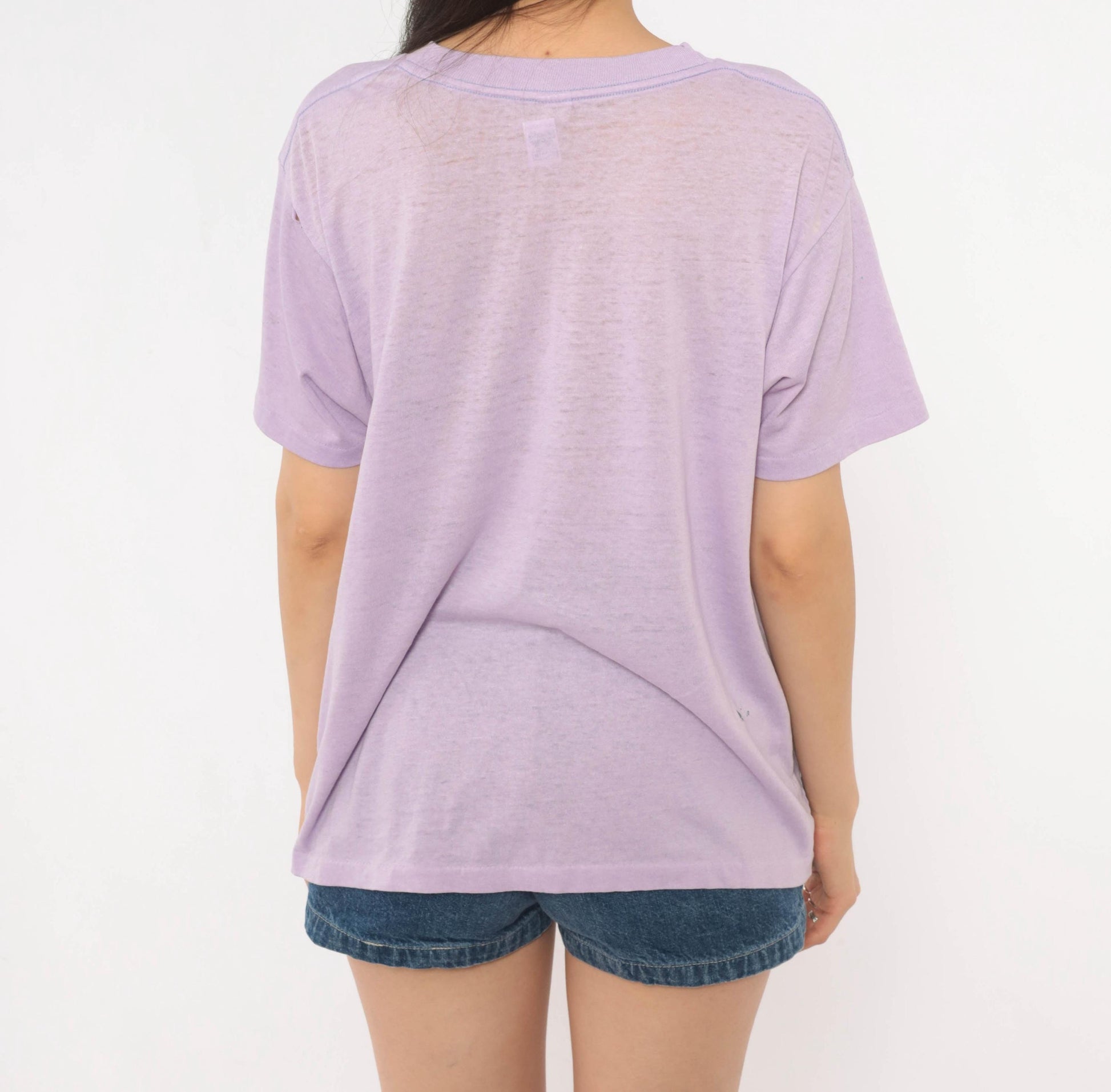 80s Hunting Island Graphic Tee Lilac Purple Sunset Beach Cotton Extra Large XL