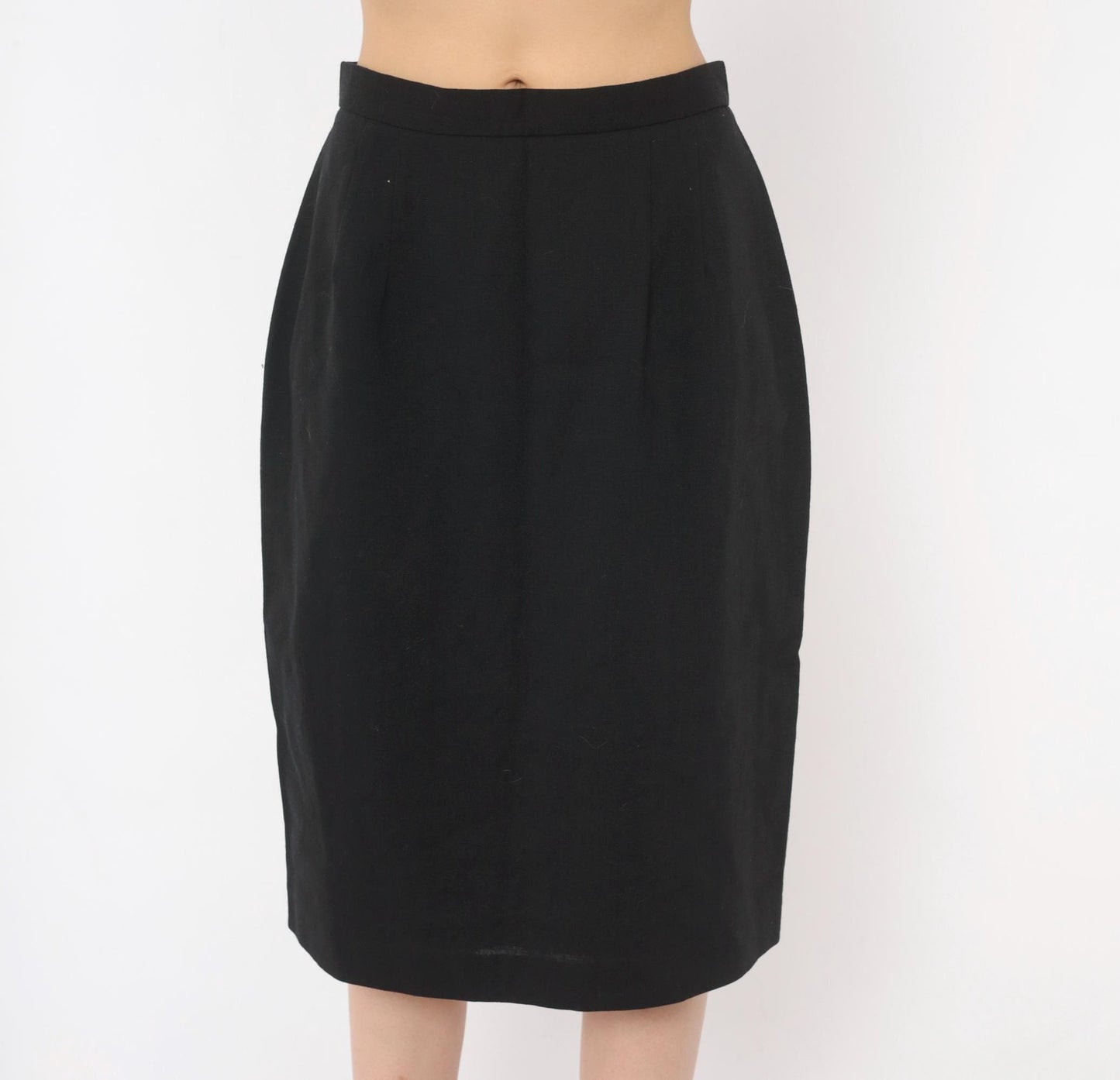 80s Michele Black Pencil Skirt High Waist Knee Length Small S