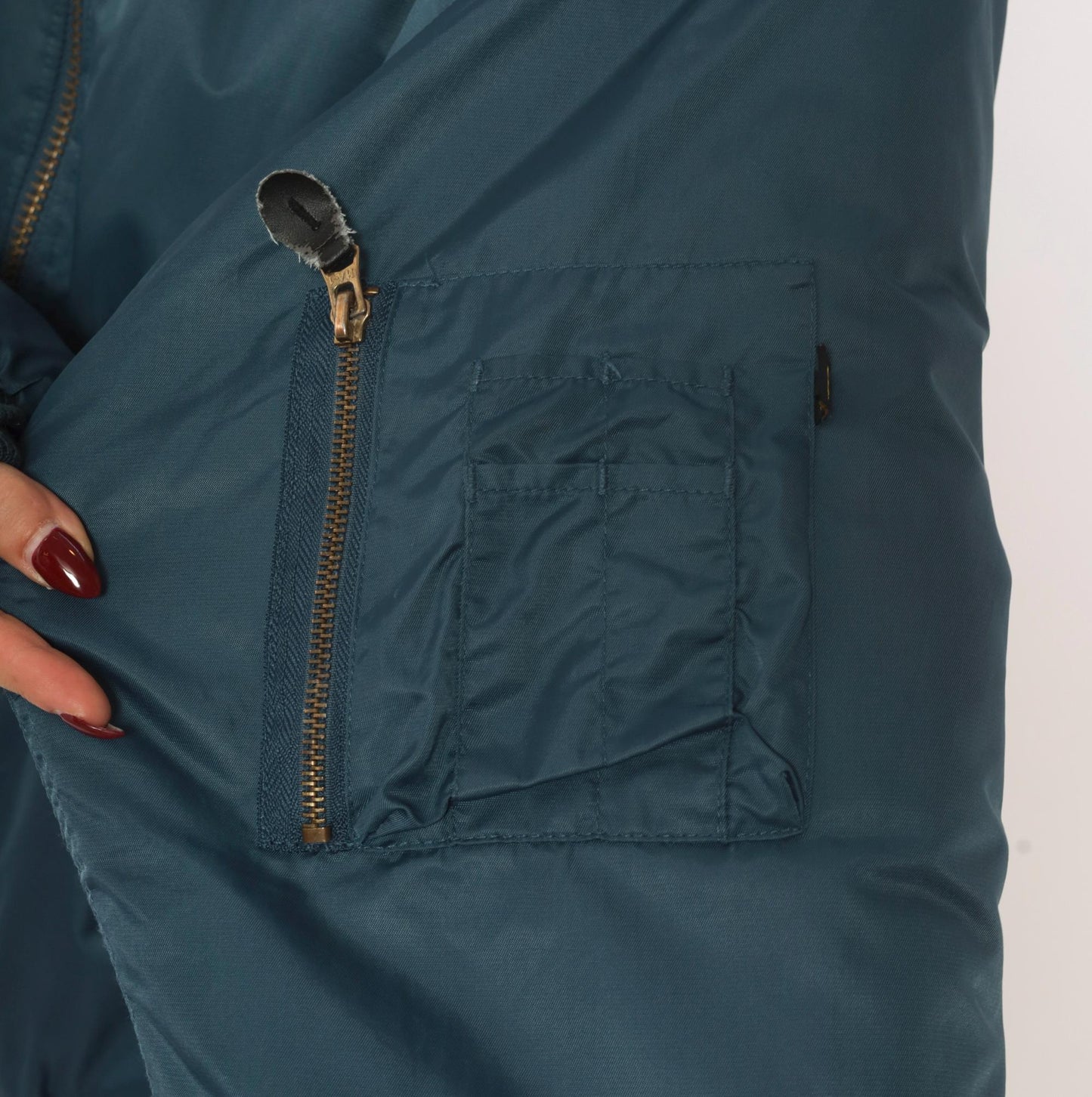 90s Rothco MA-1 Bomber Jacket Slate Blue Reversible Orange Flight Coat Large L